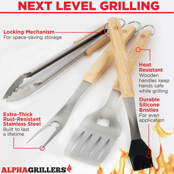 Alpha Grillers Digital Meat Thermometer & Grill Tool Set - BBQ, Grilling,  and Cooking Gifts