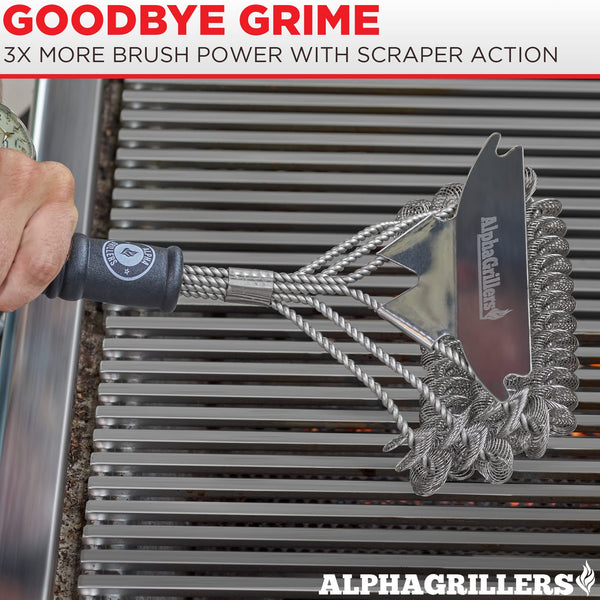 Alpha Grillers Grill Brush. Rust Proof Bbq Cleaning Scraper Accessories.  Safe Stainless Steel Wire Bristle Grilling Cleaner Tools for Outdoor  Barbecue Set, Incl Gas, Charcoal, Weber. Grill Brushes 