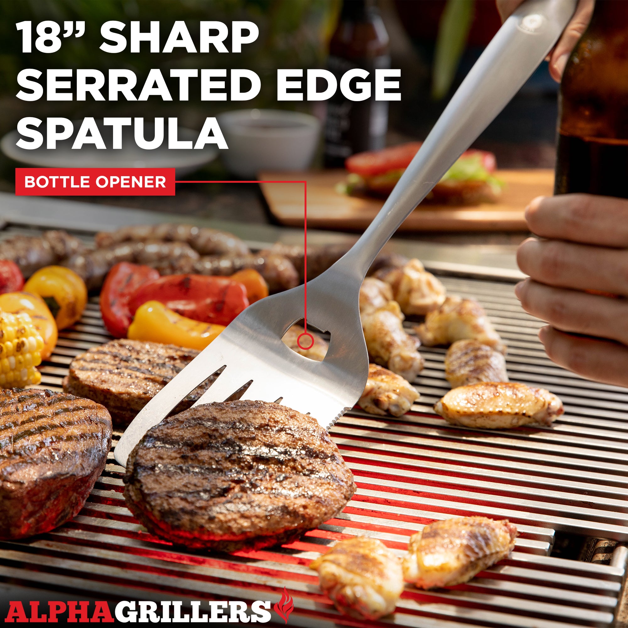 Alpha Grillers Stainless Steel Grill Tool Set - 4 Pack