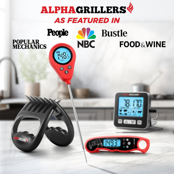 Alpha Grillers Meat Thermometer Digital Food Thermometer for Cooking Grilling Bread and Air Fryer Kitchen Gadgets - Gifts for Him Gifts for Dad Men