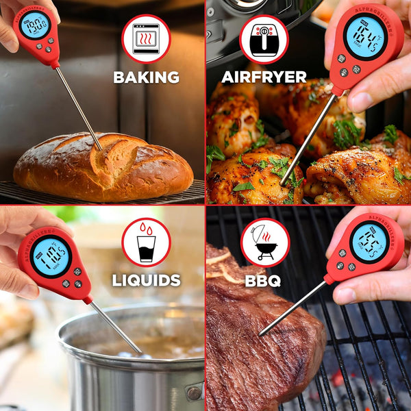 Alpha Grillers Meat Thermometer Digital Food Thermometer for Cooking Grilling Bread and Air Fryer Kitchen Gadgets - Gifts for Him Gifts for Dad Men