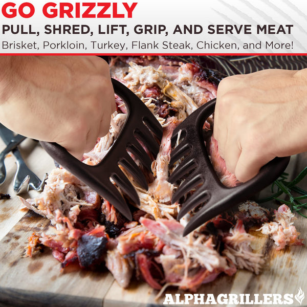 Alpha Grillers Meat Shredder Claws - Stocking Stuffers BBQ Grilling Gifts for Men, Barbecue Smoker Accessories Bear Claws for Shredding Meat BBQ Pulled Pork, Chicken in Kitchen, Grill