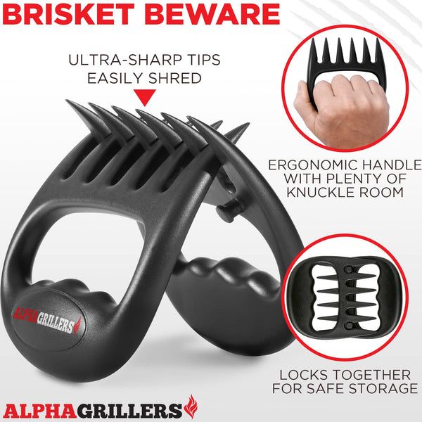 Alpha Grillers Meat Shredder Claws - Stocking Stuffers BBQ Grilling Gifts for Men, Barbecue Smoker Accessories Bear Claws for Shredding Meat BBQ Pulled Pork, Chicken in Kitchen, Grill