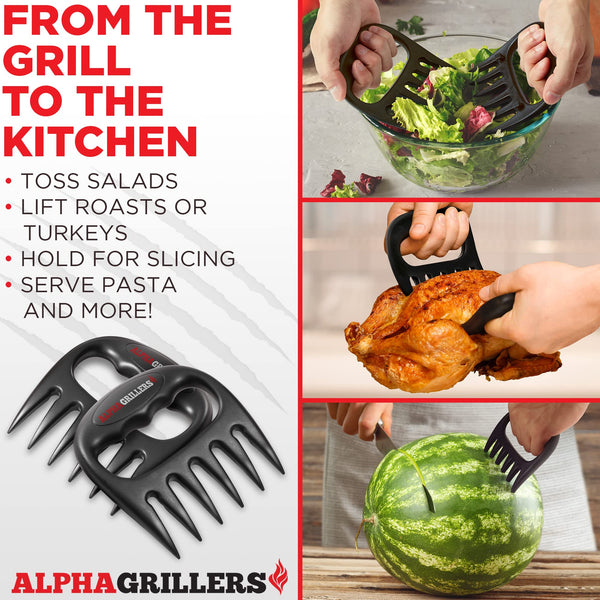 Alpha Grillers Meat Shredder Claws - Stocking Stuffers BBQ Grilling Gifts for Men, Barbecue Smoker Accessories Bear Claws for Shredding Meat BBQ Pulled Pork, Chicken in Kitchen, Grill