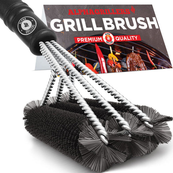  Alpha Grillers Grill Set Heavy Duty BBQ Accessories - BBQ  Gifts Tool Set 4pc Grill Accessories with Spatula, Fork, Brush & BBQ Tongs  - Grilling Cooking Gifts for Men Dad