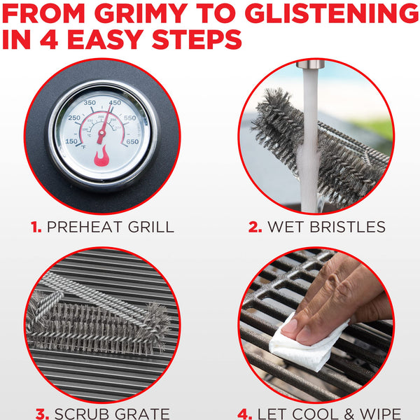 Alpha Grillers Grill Brush - Grill Cleaner Brush Grill Accessories for Outdoor Grill - Safe BBQ Brush for Grill Cleaning - Heavy Duty 17" Grill Brushes