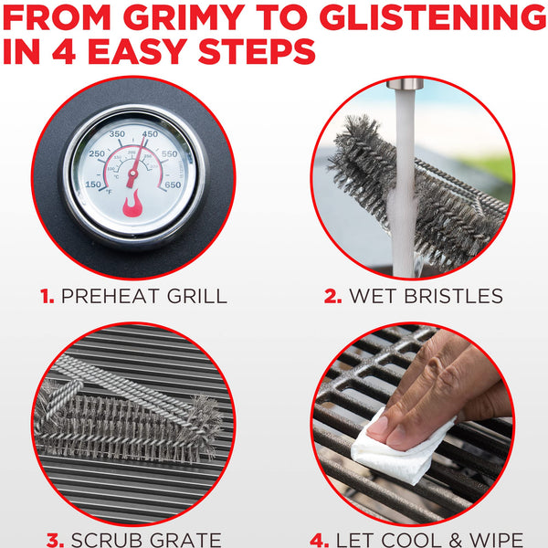 Grill Brush - Grill Cleaner Brush Grill Accessories for Outdoor Grill - Safe BBQ Brush for Grill Cleaning - Heavy Duty 17" Grill Brushes