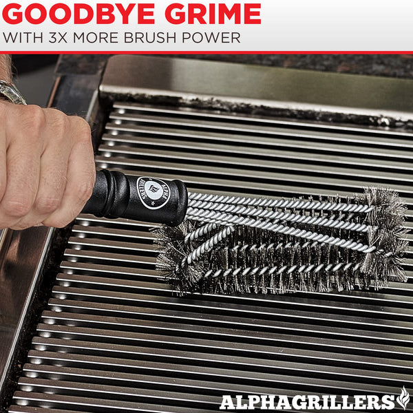 Alpha Grillers Grill Brush - Grill Cleaner Brush Grill Accessories for Outdoor Grill - Safe BBQ Brush for Grill Cleaning - Heavy Duty 17" Grill Brushes