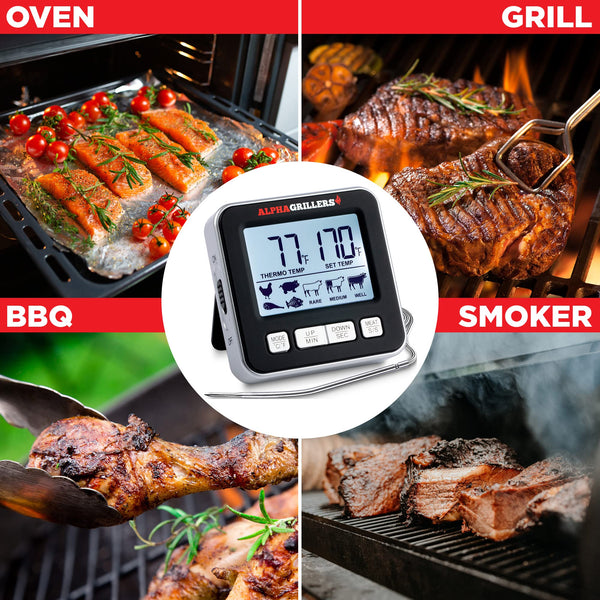 Wireless Meat Thermometer For Grilling And Smoking, Grill Smoker Bbq Cooking  Food Thermometer, Oven Safe, Grill Oven Thermometer With 4 Meat Probes, Bbq  Thermometer For Smoker Oven Cooking Beef Turkey, Kitchen Accessaries 