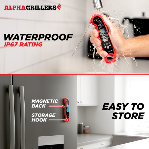 Alpha Grillers Meat Thermometer Digital - Instant Read Food Thermometer for Cooking and Grilling Stocking Stuffers for Men Christmas Gifts for Men