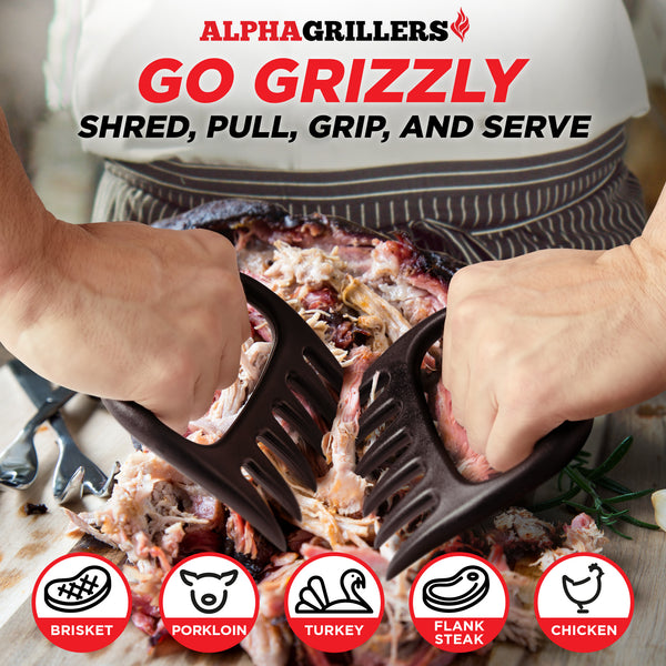 Alpha Grillers Meat Shredder Claws - White Elephant Gifts for Adults - Smoker Accessories Gifts for Men Him Dad - BBQ Grilling Accessories Grill Tools for Shredding, Smoking Pulled Pork