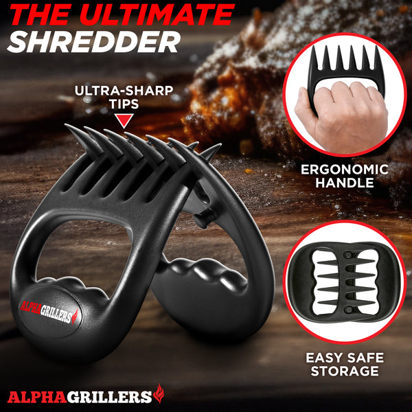 Alpha Grillers Meat Shredder Claws - White Elephant Gifts for Adults - Smoker Accessories Gifts for Men Him Dad - BBQ Grilling Accessories Grill Tools for Shredding, Smoking Pulled Pork