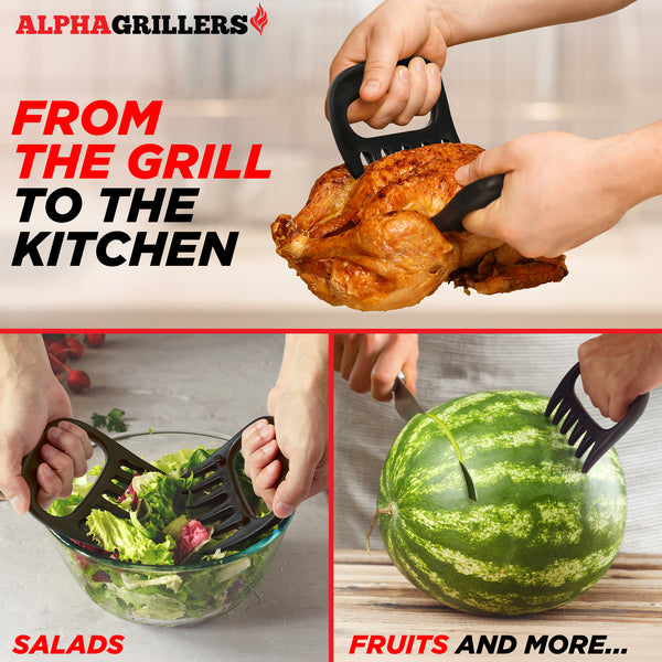Alpha Grillers Meat Shredder Claws - White Elephant Gifts for Adults - Smoker Accessories Gifts for Men Him Dad - BBQ Grilling Accessories Grill Tools for Shredding, Smoking Pulled Pork
