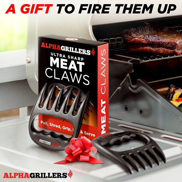 Alpha Grillers Meat Shredder Claws - White Elephant Gifts for Adults - Smoker Accessories Gifts for Men Him Dad - BBQ Grilling Accessories Grill Tools for Shredding, Smoking Pulled Pork