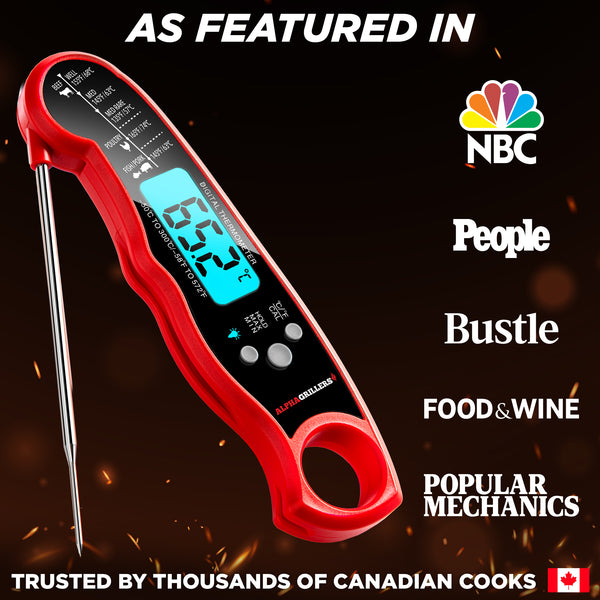 Alpha Grillers Meat Thermometer Digital - Instant Read Food Thermometer for Cooking Grilling BBQ Kitchen (Battery Included) Stocking Stuffers for Men Gifts for Men Christmas Gifts for Dad Birthday