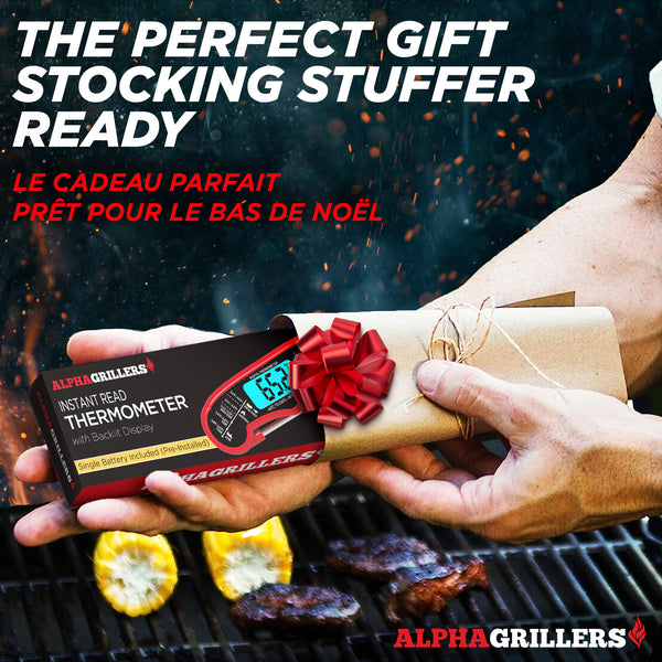 Alpha Grillers Meat Thermometer Digital - Instant Read Food Thermometer for Cooking Grilling BBQ Kitchen (Battery Included) Stocking Stuffers for Men Gifts for Men Christmas Gifts for Dad Birthday